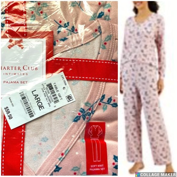 Charter Club Other - Charter Club Holiday Print Long Sleeve Soft Knit Pajama Set